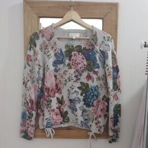 Anthropologie Angel Of The North Cashmere Blend Floral Knit Sweater